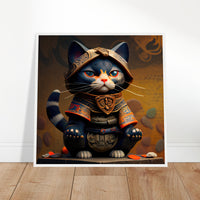 Póster semibrillante de gato con marco de madera "Ninjutsu felino" Gelato