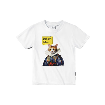 Camiseta júnior unisex estampado de gato "William Michi Shakespeare" Michilandia | La tienda online de los amantes de gatos