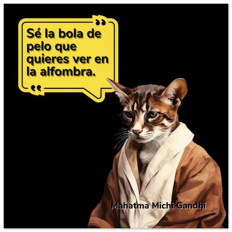 Panel de aluminio impresión de gato "Mahatma Michi Gandhi" Michilandia | La tienda online de los amantes de gatos