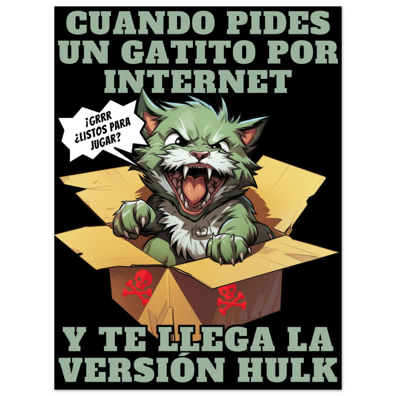 Panel de aluminio impresión de gato "Sorpresa Hulk" Michilandia | La tienda online de los amantes de gatos