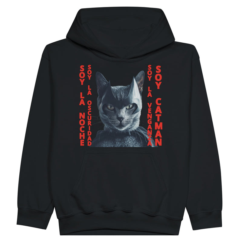 Sudadera con capucha júnior estampado de gato "El Caballero Gatuno" Michilandia