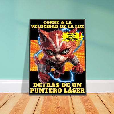 Póster Semibrillante de Gato con Marco Metal 