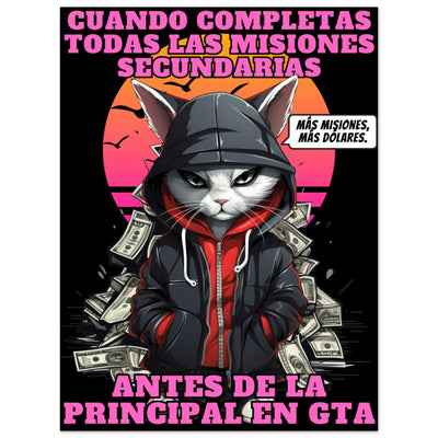 Panel de aluminio impresión de gato "GTA: Gato Theft Auto" Michilandia | La tienda online de los amantes de gatos