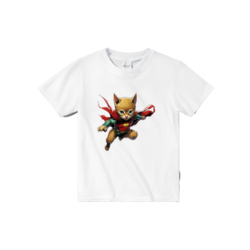 Camiseta júnior unisex estampado de gato "Gotham Fluffy Guardian" Gelato