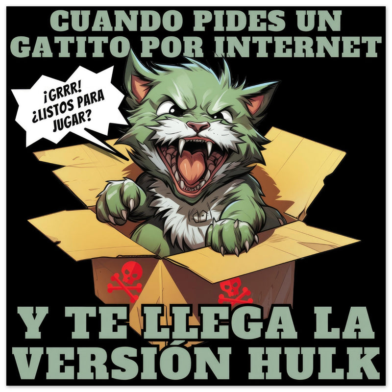 Panel de aluminio impresión de gato "Sorpresa Hulk" Michilandia | La tienda online de los amantes de gatos