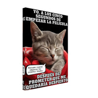 Lienzo de gato "Cinéfilo Dormilón" 30x40 cm / 12x16″