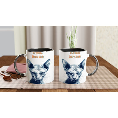 Taza Bicolor con Impresión de Gato 