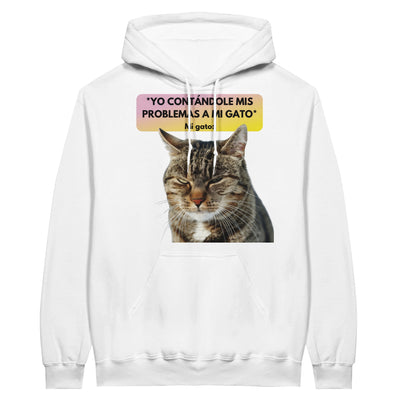 Sudadera con Capucha Unisex Estampado de Gato "Miau Indiferente" Michilandia