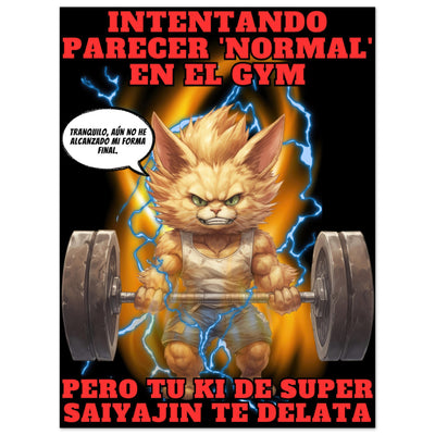 Panel de aluminio impresión de gato "Levantamiento Saiyajin" Michilandia | La tienda online de los fans de gatos