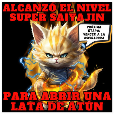 Panel de aluminio impresión de gato "Super Saiyajin Felino" Michilandia | La tienda online de los amantes de gatos