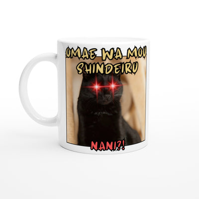 Taza blanca con impresión de gato 