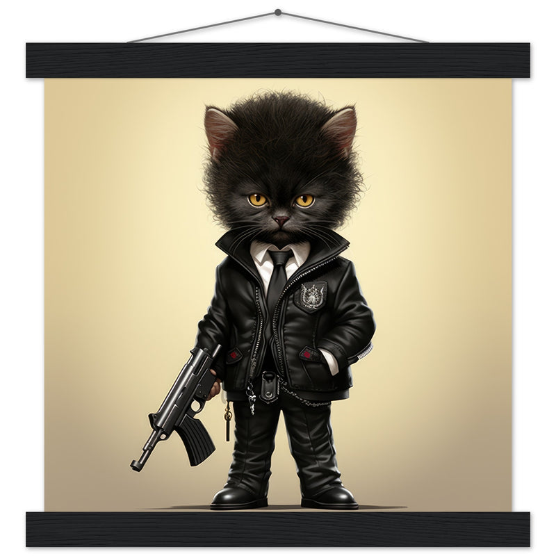 Póster semibrillante de gato con colgador "Michi Jules Winnfield" Gelato