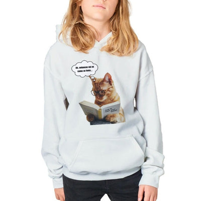 Sudadera con capucha júnior estampado de gato 