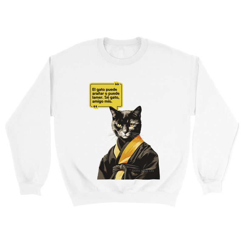 Sudadera unisex estampado de gato "Bruce Michi Lee" Michilandia | La tienda online de los amantes de gatos