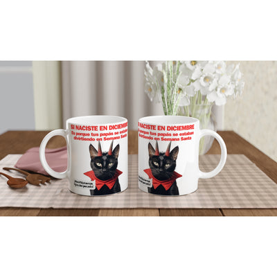 Taza Blanca con Impresión de Gato 