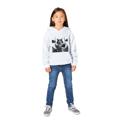 Sudadera con capucha júnior estampado de gato "Batería Gatuna" Michilandia | La tienda online de los fans de gatos