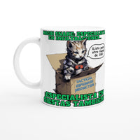 Taza blanca con impresión de gato 