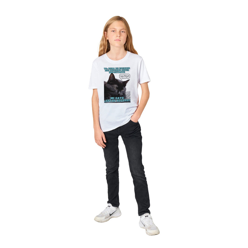 Camiseta Junior Unisex Estampado de Gato "Hora de mimar al gato" Michilandia | La tienda online de los amantes de gatos