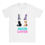 Camiseta unisex estampado de gato "Michi Lover" v4 White