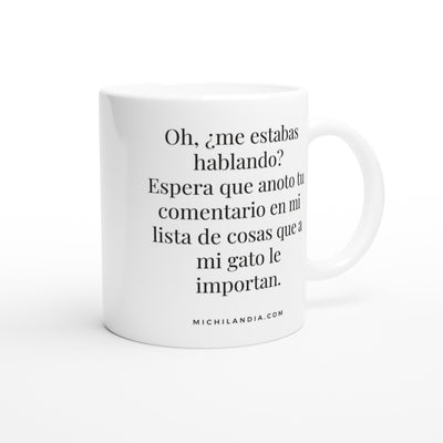 Taza Blanca con Impresión de Gato "Prioridades Felinas" Michilandia | La tienda online de los fans de gatos