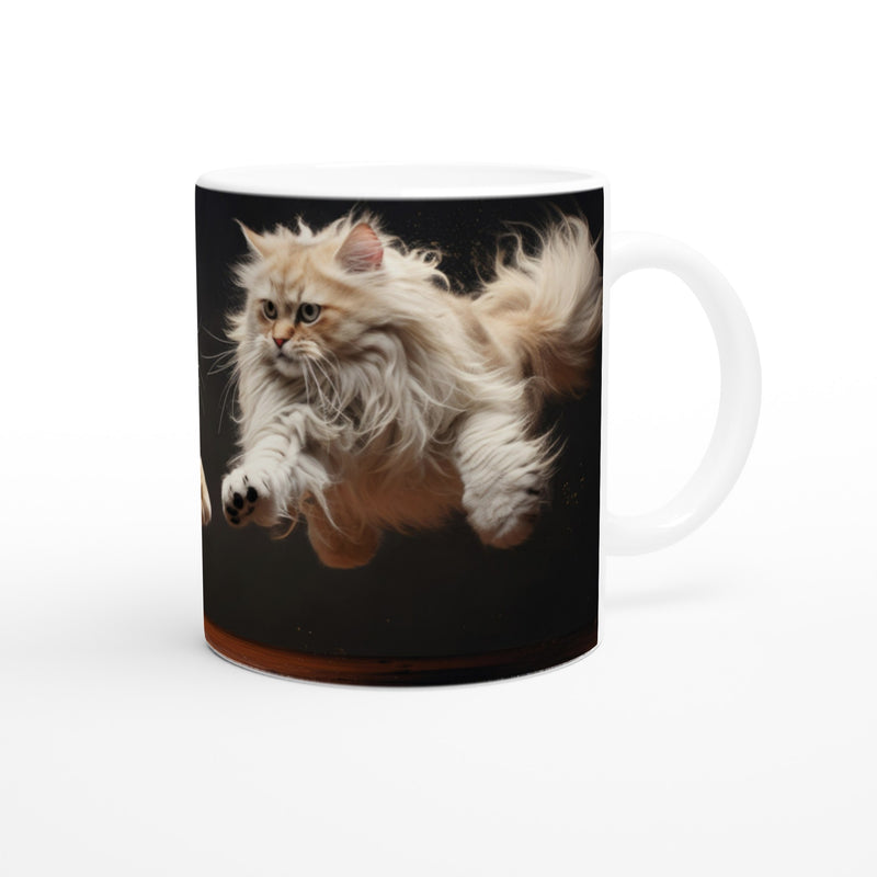 Taza blanca con impresión de gato "Juego entre Grandes" Gelato