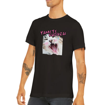 Camiseta unisex estampado de gato "Yamete Miau" Michilandia | La tienda online de los amantes de gatos