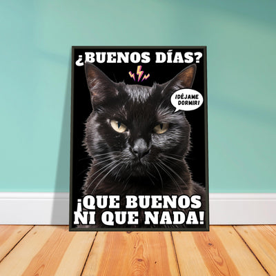 Póster Semibrillante de Gato con Marco Metal 