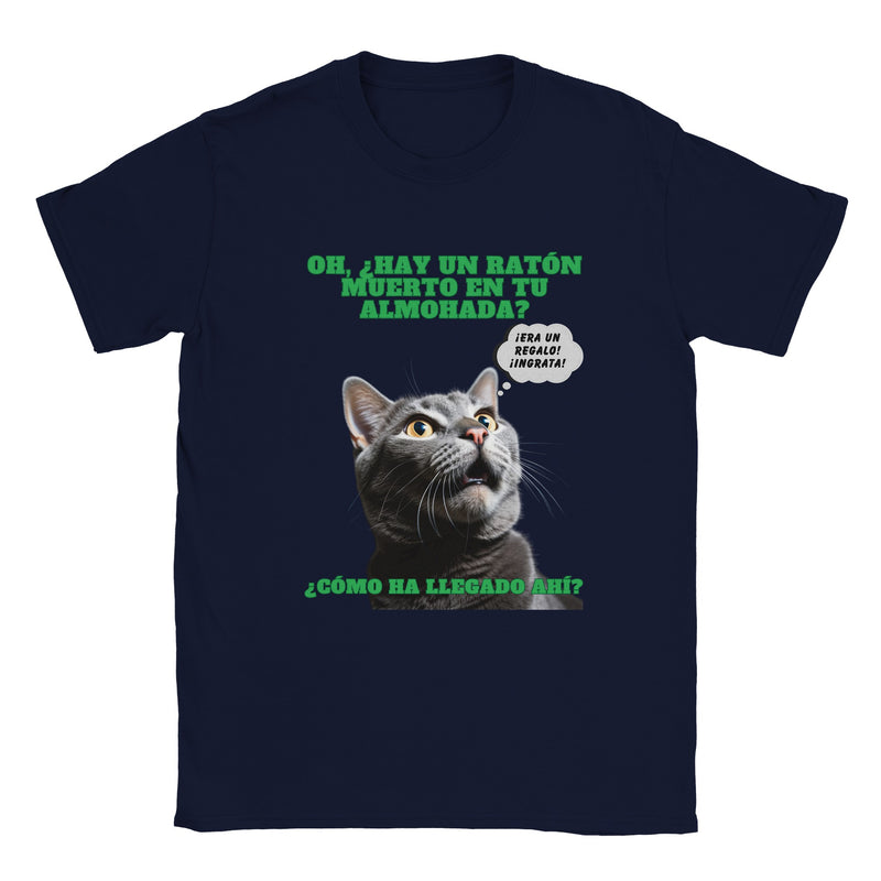 Camiseta unisex estampado de gato "Regalo Sorpresa" Michilandia | La tienda online de los amantes de gatos