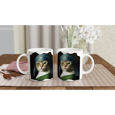 Taza Blanca con Impresión de Gato 