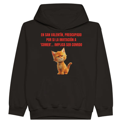 Sudadera con capucha júnior estampado de gato "San Miaulentín" Michilandia | La tienda online de los fans de gatos