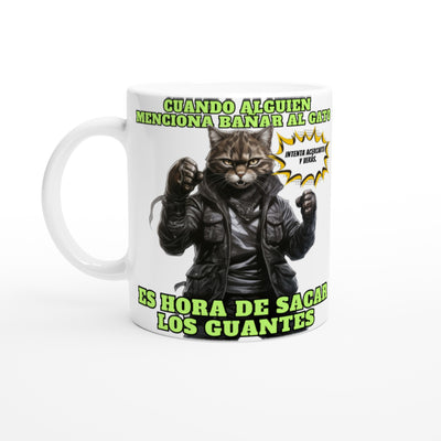 Taza Blanca con Impresión de Gato 