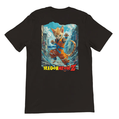 Camiseta Prémium Unisex Impresión Trasera de Gato "Espíritu Saiyajin" Michilandia | La tienda online de los fans de gatos