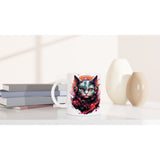 Taza Blanca con Impresión de Gato "Retro Miau" Michilandia | La tienda online de los fans de gatos