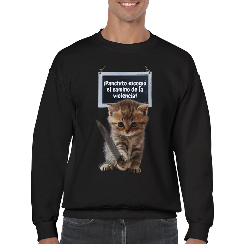 Sudadera Unisex Estampado de Gato "Panchito y Su Camino" Michilandia | La tienda online de los fans de gatos