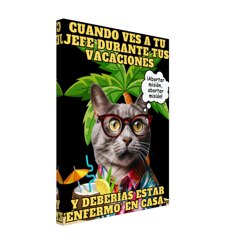 Lienzo de Gato "Vacaciones Clandestinas" Michilandia | La tienda online de los amantes de gatos