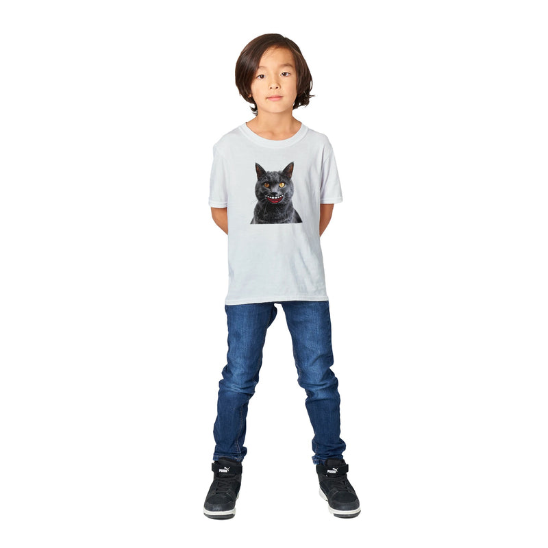 Camiseta Junior Unisex Estampado de Gato "Sonrisa Cartoon" Michilandia