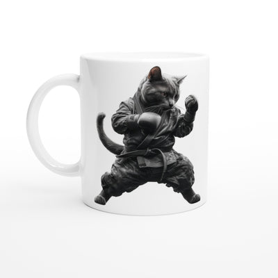 Taza Blanca con Impresión de Gato 