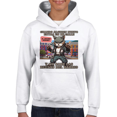 Sudadera con capucha júnior estampado de gato 