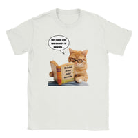 Camiseta Junior Unisex Estampado de Gato "Biografía de Karen" Michilandia