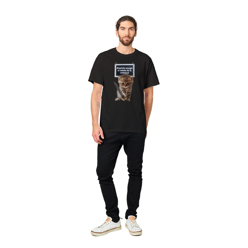 Camiseta Unisex Estampado de Gato "Panchito y Su Camino" Michilandia | La tienda online de los fans de gatos