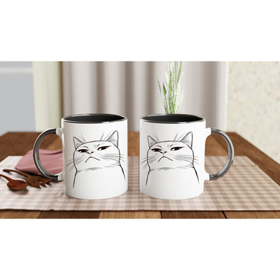 Taza Bicolor con Impresión de Gato 