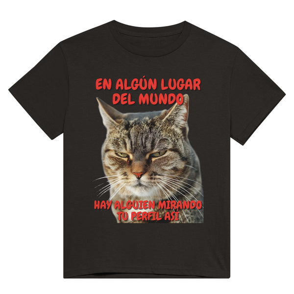 Camiseta Unisex Estampado de Gato "Mirada Inquisitiva"