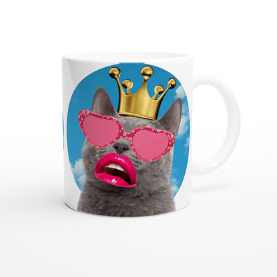 Taza Blanca con Impresión de Gato "Realeza Felina" Michilandia | La tienda online de los fans de gatos