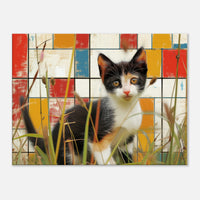 Lienzo de gato "Contrastes de Mondrian" Michilandia | La tienda online de los fans de gatos