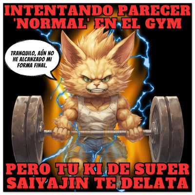 Panel de aluminio impresión de gato "Levantamiento Saiyajin" Michilandia | La tienda online de los fans de gatos