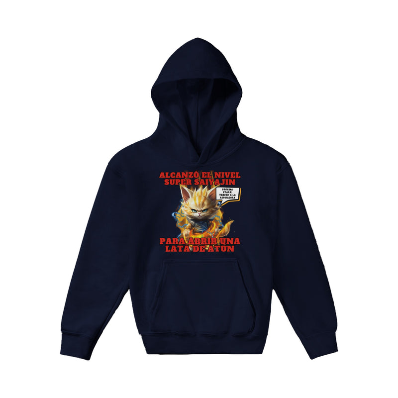 Sudadera con capucha júnior estampado de gato "Super Saiyajin Felino" Michilandia | La tienda online de los amantes de gatos