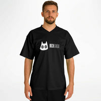 Camiseta de fútbol unisex estampado de gato "Katanas y Latas" Subliminator