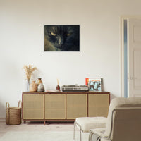 Póster de gato con marco de madera "Aura de Misterio" Michilandia | La tienda online de los fans de gatos