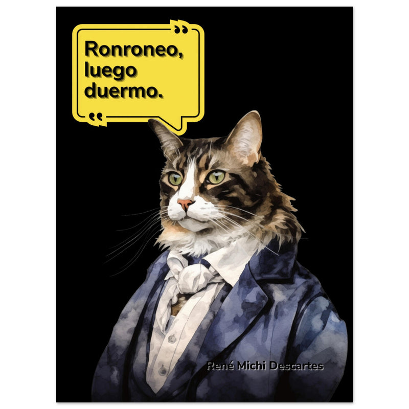 Panel de aluminio impresión de gato "René Michi Descartes" Michilandia | La tienda online de los amantes de gatos