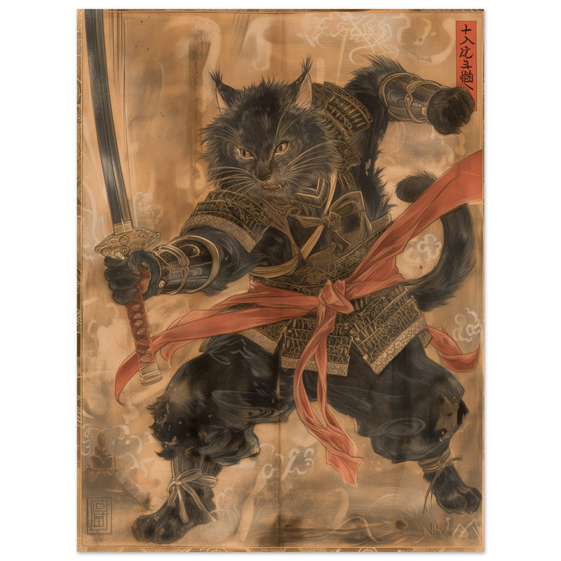 Panel de aluminio impresión de gato "Batalla de Hokusai" Michilandia | La tienda online de los fans de gatos